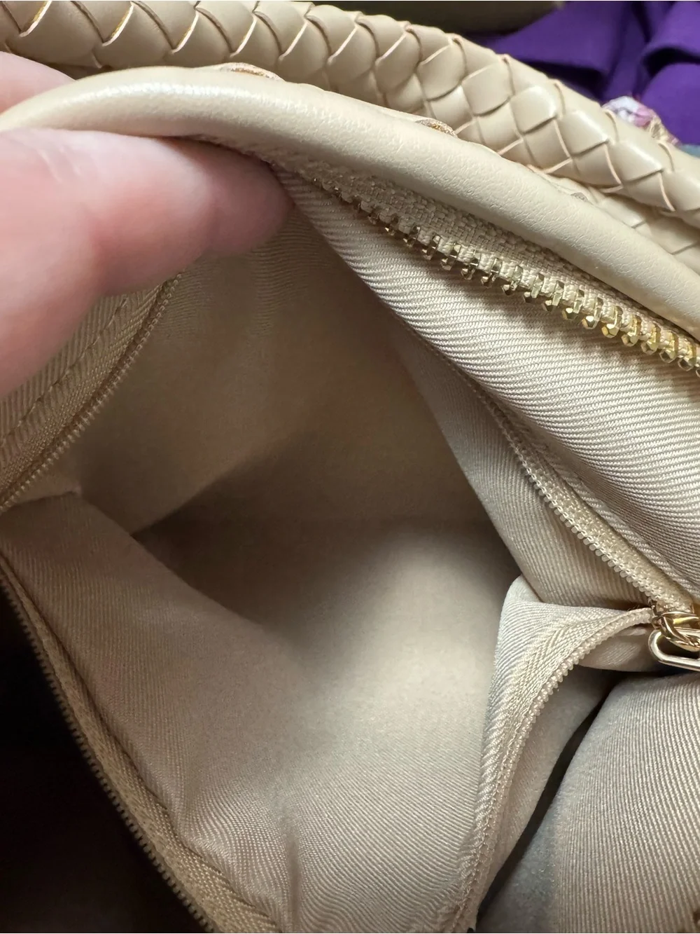 A New Day Woven Vegan Leather Hobo Bag in Beige - Picture 4 of 8